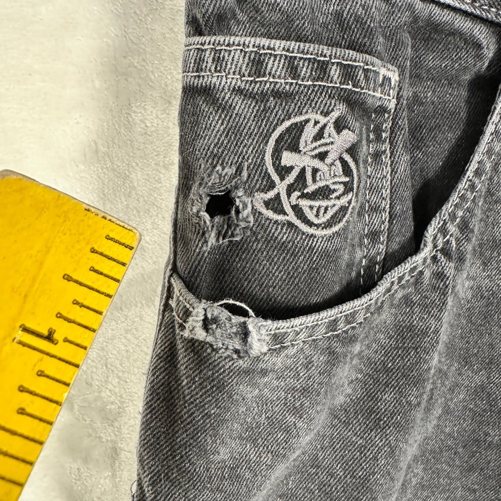 Polar Skate Co 93 Denim Mens 32 Silver Black Baggy Fit Straight Leg Jeans - Picture 4 of 6